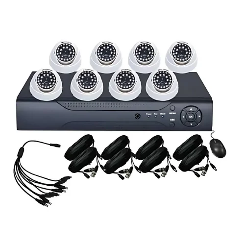 8CH D1 Recording Security DVR with 8PCS 700TVL 24IR Outdoor Day Night Colour Dome Cameras